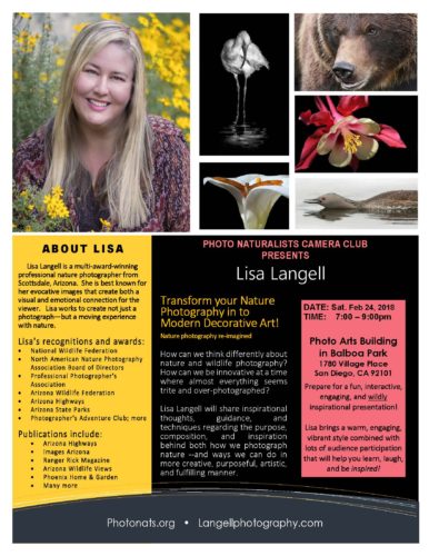 Photo Naturalists presents Lisa Langell "Transform your Nature Photography into Modern Decorative Art"